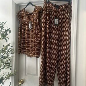 Who What Wear Brown and Black Wide Leg Pants